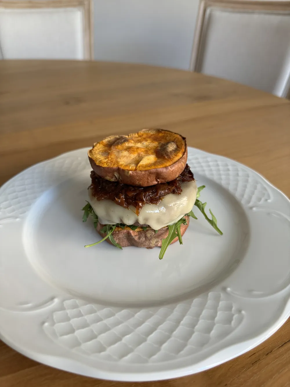 Hamburguesa con pan de boniato